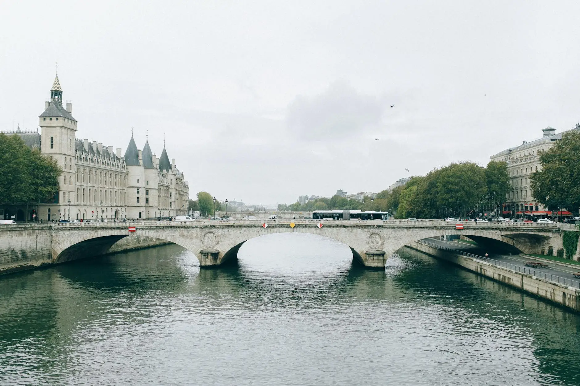white concrete bridge over river