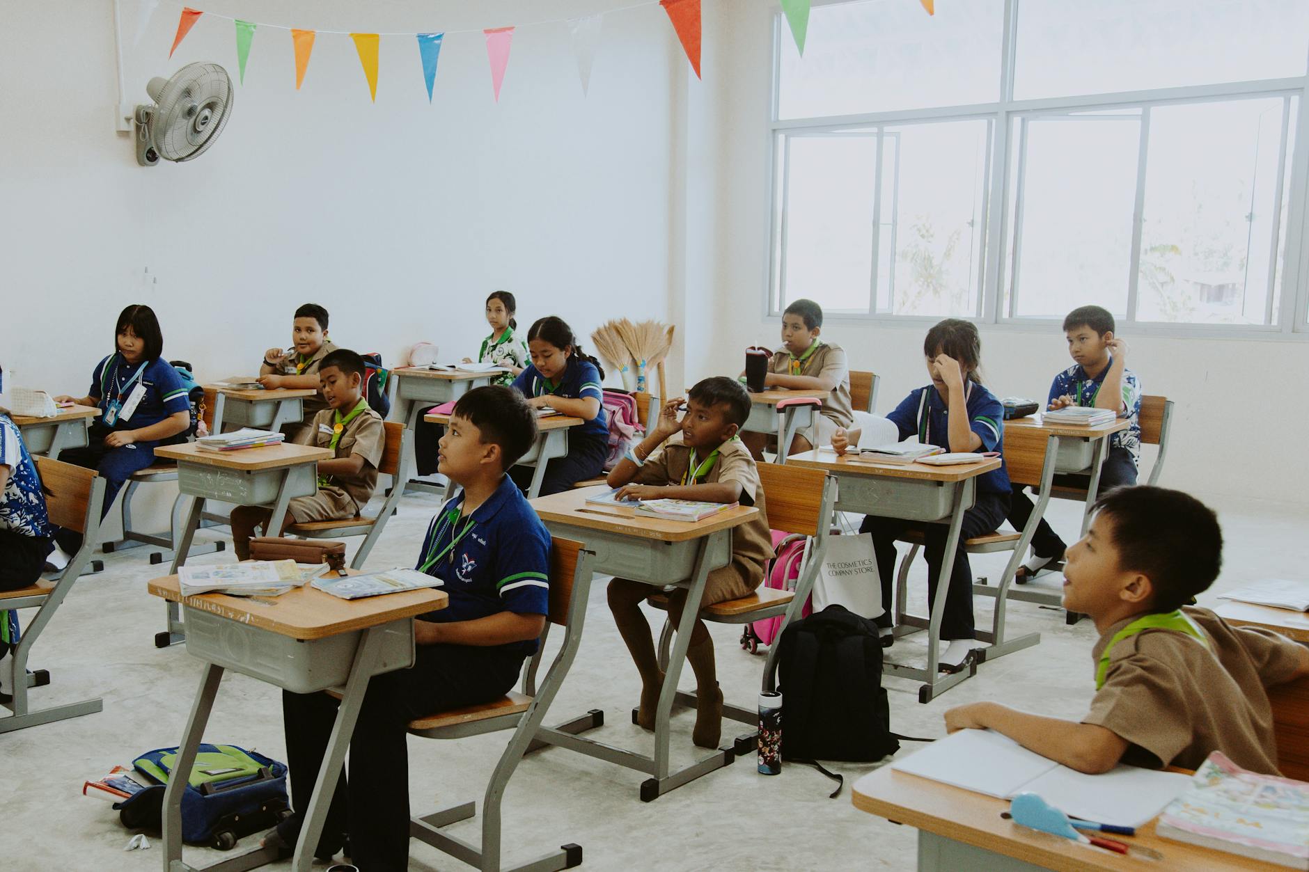 children sitting in the classroom
